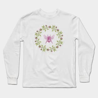 Wreath of honey clover flowers with bee Long Sleeve T-Shirt